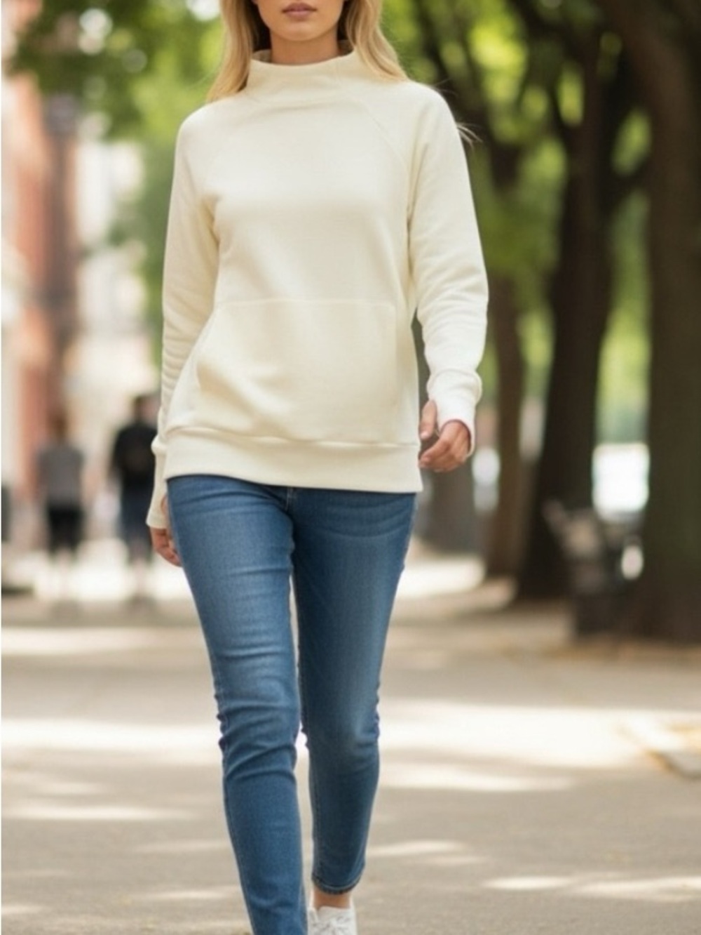 Fabletics ZAYLEE Cream Mock-Style Turtleneck Pullover